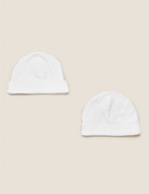 2pk Pure Cotton Hats (0-12 Mths)  - HR