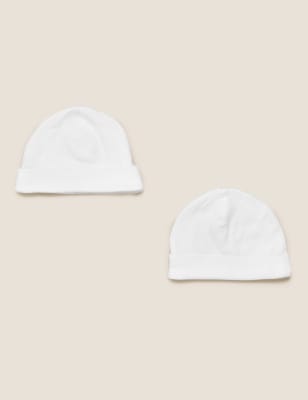 2pk Pure Cotton Hats (0-12 Mths)  - CH