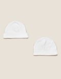 2pk Pure Cotton Hats (0-12 Mths) 