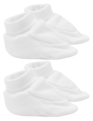 

Unisex,Boys,Girls M&S Collection 2pk Pure Cotton Booties (0-12 Mths) - White, White