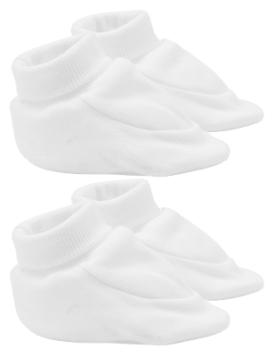 

Unisex,Boys,Girls M&S Collection 2pk Pure Cotton Booties (0-12 Mths) - White, White