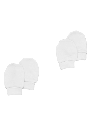 

Unisex,Boys,Girls M&S Collection 2pk Pure Cotton Mittens (0-12 Mths) - White, White