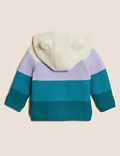 Pure Cotton Striped Knitted Cardigan (0-3 Yrs)