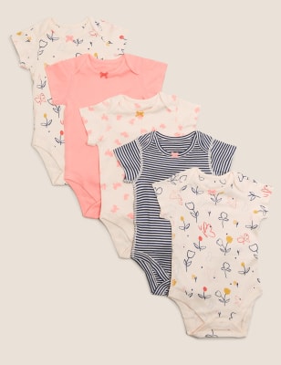 

Girls M&S Collection 5pk Pure Cotton Printed Bodysuits (61/2lbs-3 Yrs) - Multi, Multi