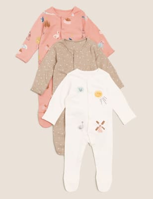 

M&S Collection Pack de 3 pijamas para bebé 100% algodón estampados (7 lbs-3 años) - Multi, Multi