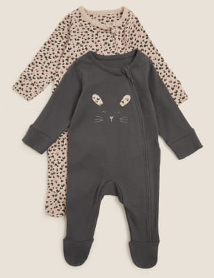 

M&S Collection Pack de 2 pijamas para bebé 100% algodón con diseño de conejitos (0-3 años) - Pink, Pink