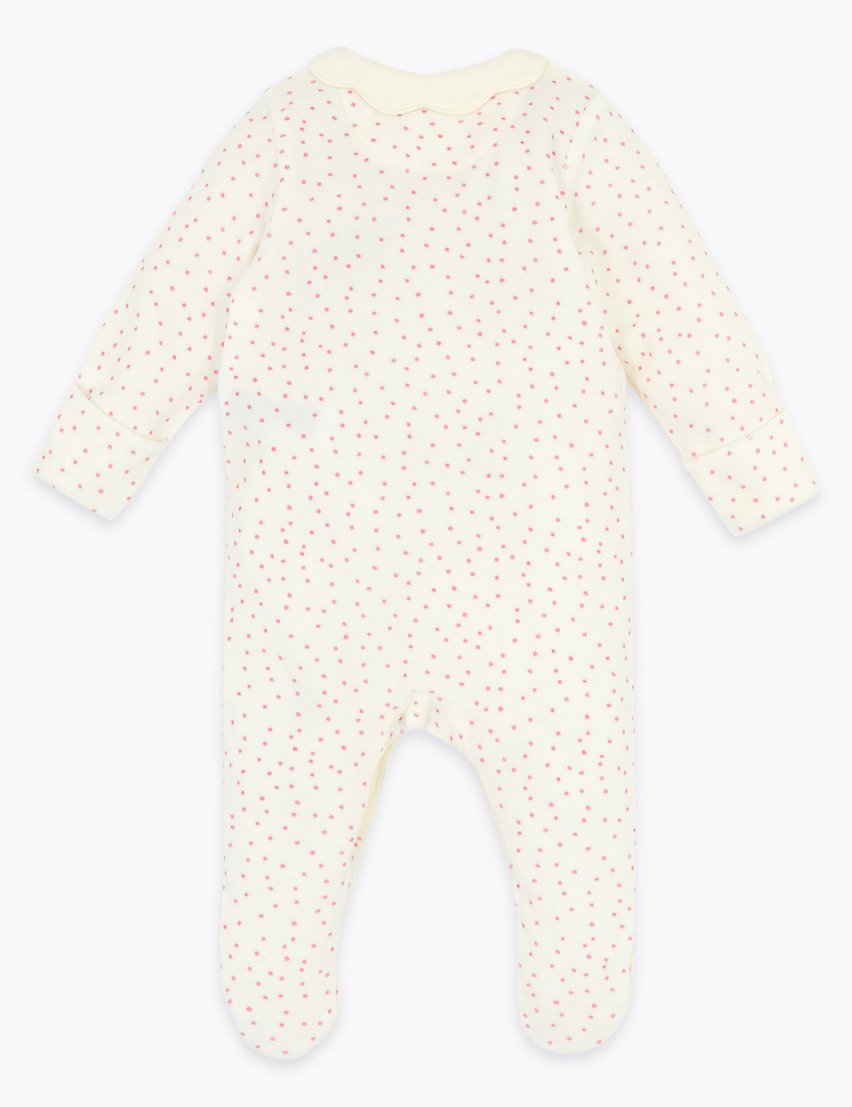 Cotton Rich Velour Spotted Sleepsuit (7lbs-12 Mths)