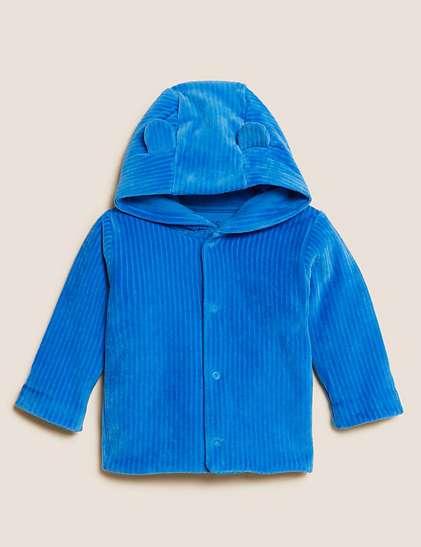 Cotton Rich Velour Hooded Jacket (0 - 3 Yrs) - IS