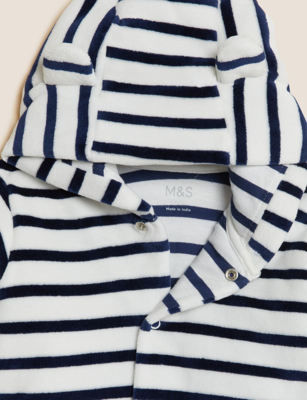 Cotton Rich Velour Striped Hooded Jacket (0-3 Yrs) image 3