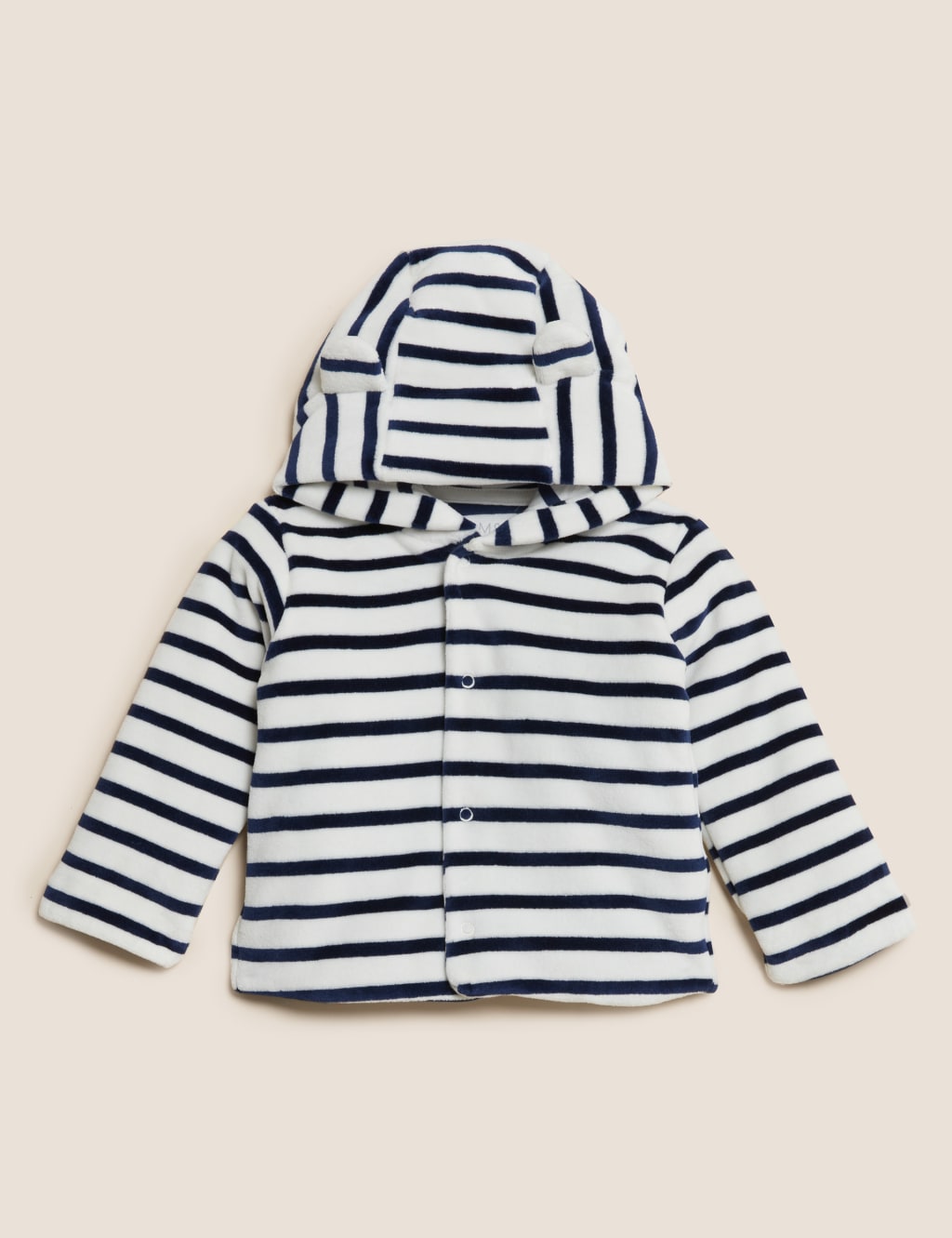 Cotton Rich Velour Striped Hooded Jacket (0-3 Yrs) image 1