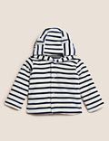 Cotton Rich Velour Striped Hooded Jacket