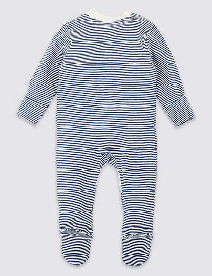 3 Pack Organic Pure Cotton Whale Sleepsuits