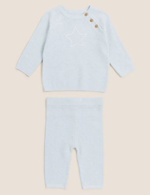 

Boys M&S Collection 2pc Pure Cotton Star Oufit (7lbs-12 Mths) - Soft Turquoise, Soft Turquoise