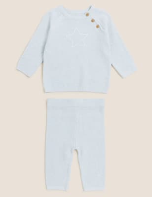 

Boys M&S Collection 2pc Pure Cotton Star Oufit (7lbs-12 Mths) - Soft Turquoise, Soft Turquoise