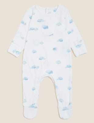 

M&S Collection Schlafanzug aus Velours mit hohem Baumwollanteil und Wolkenmuster (3,2 kg - 12 M.) - Ivory Mix, Ivory Mix