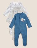 Pack de 3 pijamas para bebé 100% algodón estampados (0-3&nbsp;años)