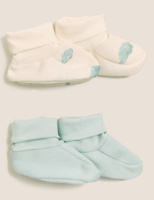 

Boys M&S Collection 2pk Pure Cotton Booties (0-12 Mths) - Blue/White, Blue/White