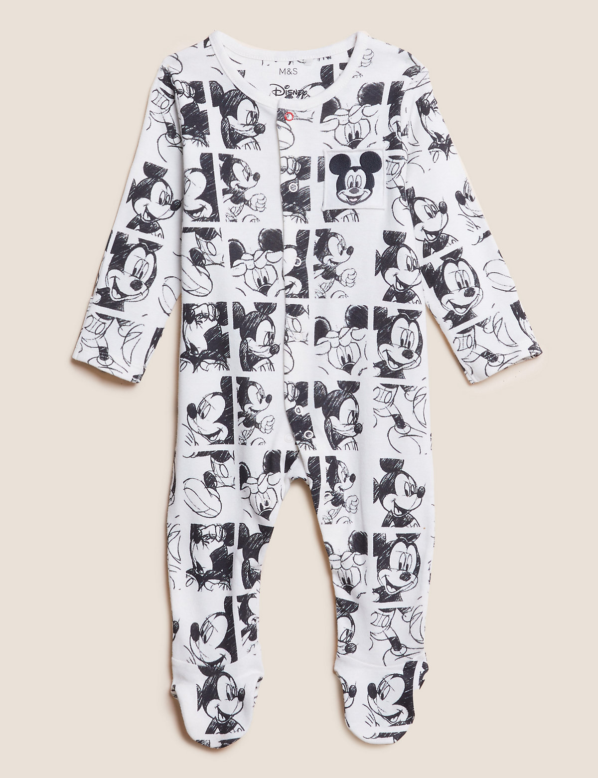 2pk Pure Cotton Mickey Mouse™ Sleepsuits (0-3 Yrs)