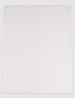 Unisex,Boys,Girls M&S Collection Pure Cotton Cable Knitted Fleece Shawl - Cream Mix, Cream Mix