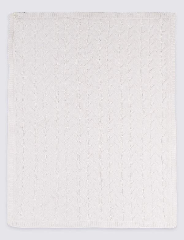 Pure Cotton Cable Knitted Fleece Shawl