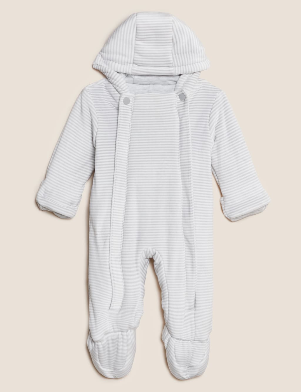 Velour Striped Pramsuit (0-12 Mths) image 1