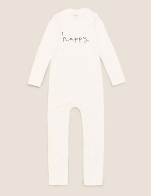 

Unisex,Boys,Girls M&S Collection Adaptive Pure Cotton Happy Slogan Sleepsuit (3-16 Yrs) - Ivory Mix, Ivory Mix