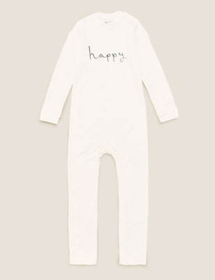 

Unisex,Boys,Girls M&S Collection Adaptive Pure Cotton Happy Slogan Sleepsuit (3-16 Yrs) - Ivory Mix, Ivory Mix