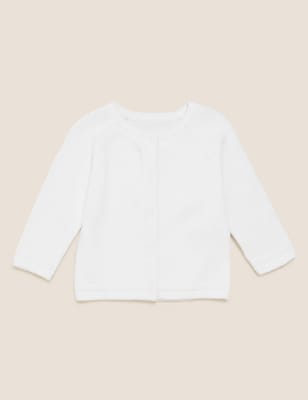 

Unisex,Boys,Girls M&S Collection Organic Cotton Knitted Cardigan (0-12 Mths) - White, White