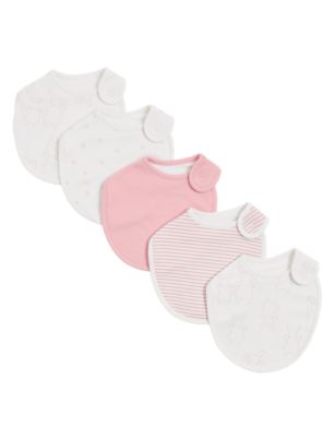 

Unisex,Boys,Girls M&S Collection 5pk Cotton Printed Dribble Bibs - Pink, Pink
