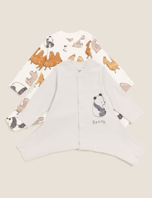 

Unisex,Boys,Girls M&S Collection 2pk Hip Dysplasia Pure Cotton Sleepsuits (0lbs-12 Mths) - White Mix, White Mix