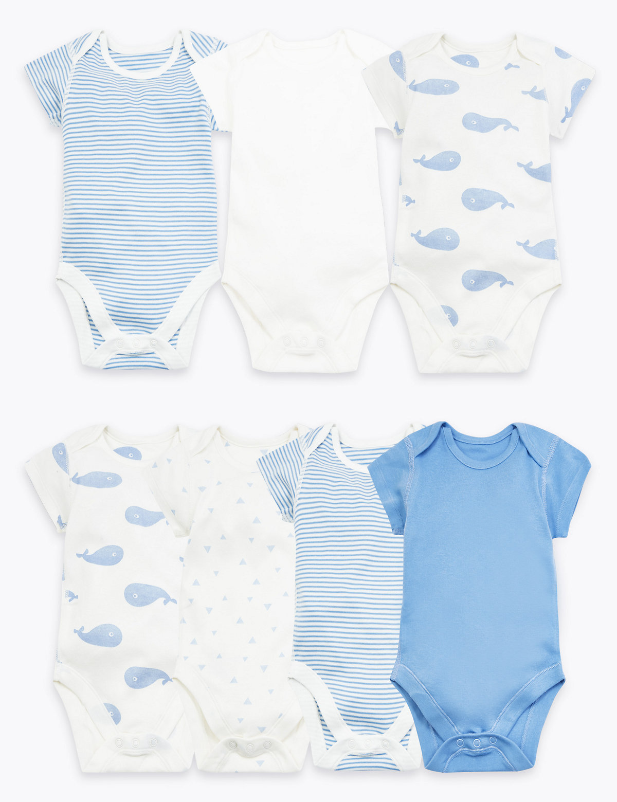 7 Pack Organic Cotton Patterned Bodysuits (5lbs-3 Yrs)