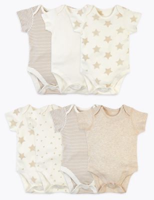 

Unisex,Boys,Girls M&S Collection 7 Pack Organic Cotton Patterned Bodysuits (5lbs-3 Yrs) - Opaline Mix, Opaline Mix