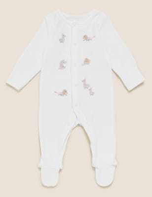 

M&S Collection Pijama de bebé de velvetón de algodón con estampado de animales (7 lbs-12 meses) - Ivory Mix, Ivory Mix