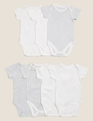 

Unisex,Boys,Girls M&S Collection 7pk Pure Cotton Printed Bodysuits (0-3 Yrs) - Grey, Grey