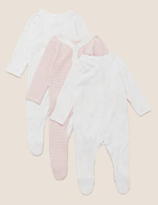 

Unisex,Boys,Girls M&S Collection 3pk Pure Cotton Printed Sleepsuits (5lbs-3 Yrs) - Pink, Pink