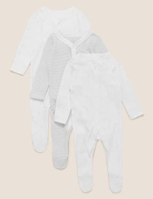 

Unisex,Boys,Girls M&S Collection 3pk Pure Cotton Printed Sleepsuits (5lbs-3 Yrs) - Grey, Grey