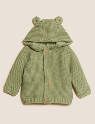 

Boys M&S Collection Pure Cotton Chunky Knitted Cardigan (0-3 Yrs) - Olive, Olive