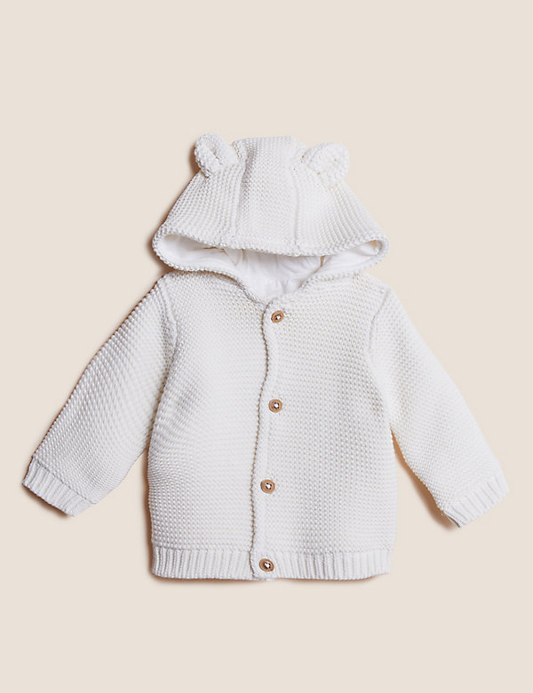Pure Cotton Chunky Knitted Cardigan (0-3 Yrs) - JP