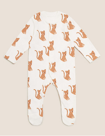 3pk Organic Cotton Safari Sleepsuits