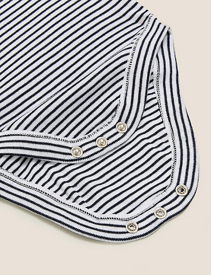 Pure Cotton Striped Slogan Bodysuit