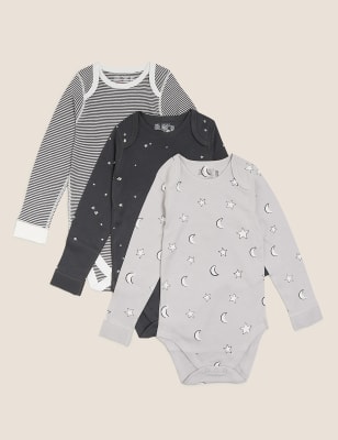 

Unisex,Boys,Girls M&S Collection 3pk Adaptive Pure Cotton Printed Bodysuits (3-16 Yrs) - Black Mix, Black Mix