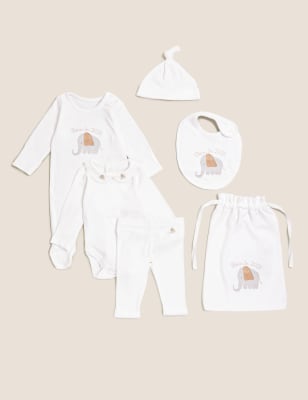 

Unisex,Boys,Girls M&S Collection 5pc Cotton Elephant Gift Set (0-3 Mths) - White, White