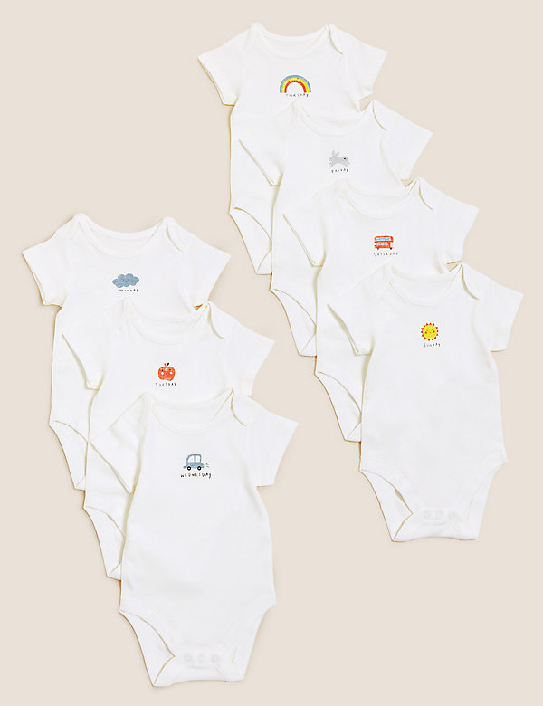 7pk Pure Cotton Printed Bodysuits (6½lbs - 3 Yrs) - MM