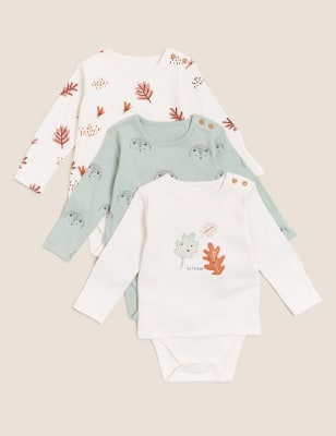 

M&S Collection Pack de 3 bodies integrales de 100% algodón (0-3 años) - Ivory Mix, Ivory Mix