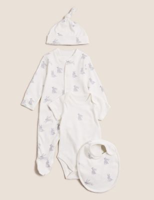 

Unisex,Boys,Girls M&S Collection 4pc Pure Cotton Bunny Starter Set (7lbs-12 Mths) - Ivory Mix, Ivory Mix