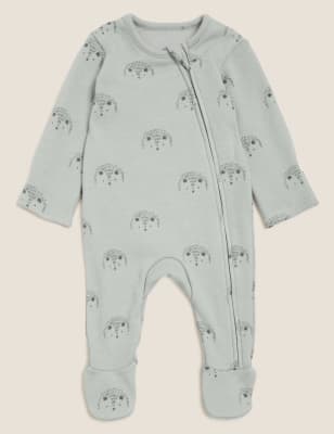 

M&S Collection Schlafanzug aus Fleece mit hohem Baumwollanteil und Igelmotiv (0-3 J.) - Green Mix, Green Mix