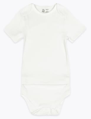 5pk Pure Cotton Strappy Bodysuits (6½lbs-3 Yrs), M&S Collection