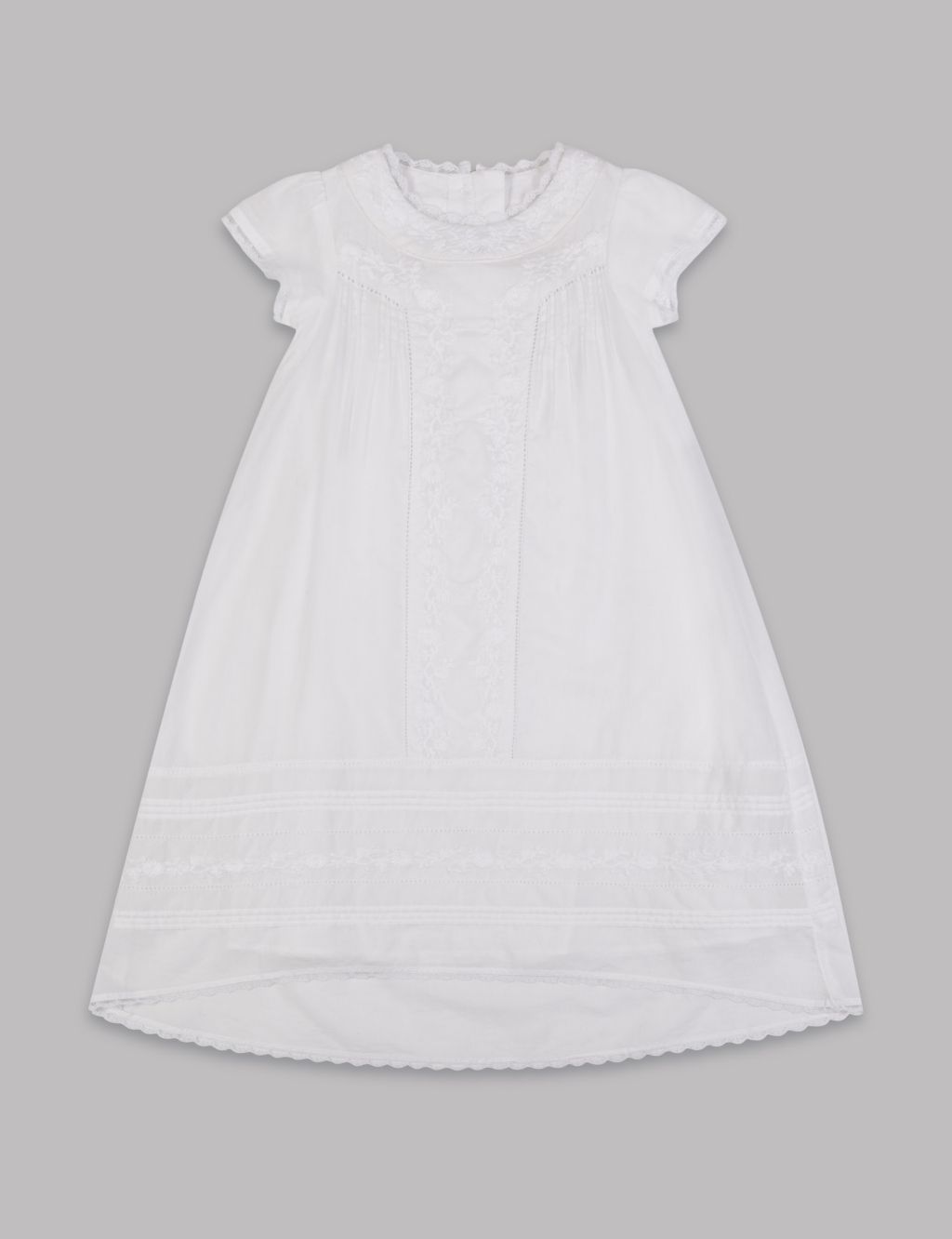 Pure Cotton Embroidered Christening Baby Dress (0-12 Mths) image 1
