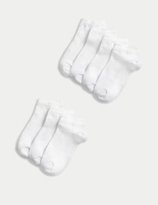M&S 7pk of Cotton Rich Trainer Liners - 12+3+ - White, White