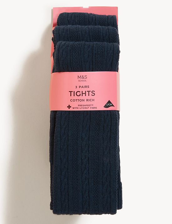 3pk of Cable Knit Tights (2-16 Yrs)
